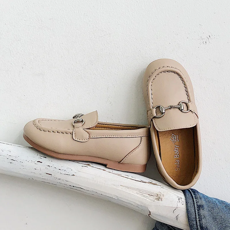 

2019 Autumn Kid's Shoes Women's Shoes Casuals Slip-On Solid Metal Decoration Round Toe Neutral Flat Heels Non-slip 2019218