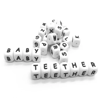 

26 Pcs Letter Baby Teethers Molar Gifts Toys English Alphabet Chewable Necklace Silicone Bracelets Teething Beads Chain Shower