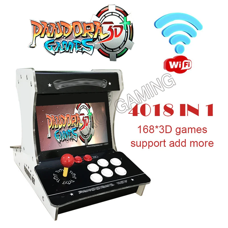 Pandora 3D Pro 4018 Arcade Bartop 2 Giocatori Mini Machine 10.1 Pollici Doppio Schermo Doppio Combattimento Console Di Gioco Arcade Gioco 3D