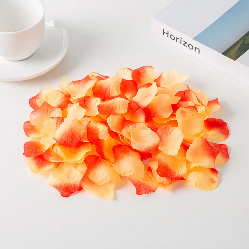 500 шт шелковые лепестки роз Свадебные украшения поддельные цветы конфетти в форме лепестков помолвки юбилей вечерние аксессуары для домашнего декора - Цвет: Orange red