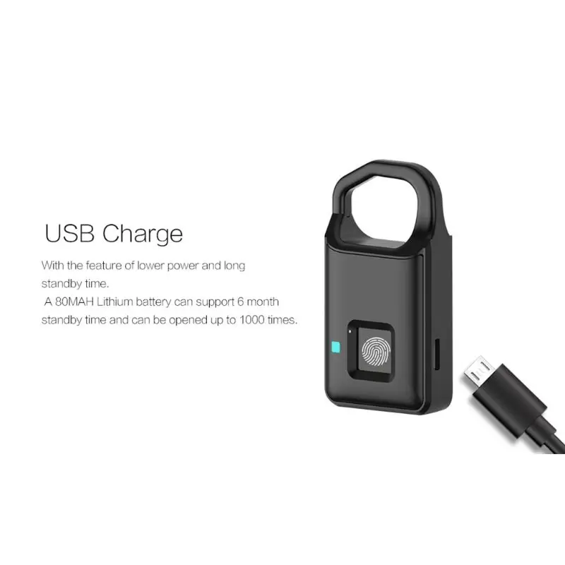 P4 USB зарядка отпечатков пальцев замок Противоугонный без ключа замок для дома багажный замок