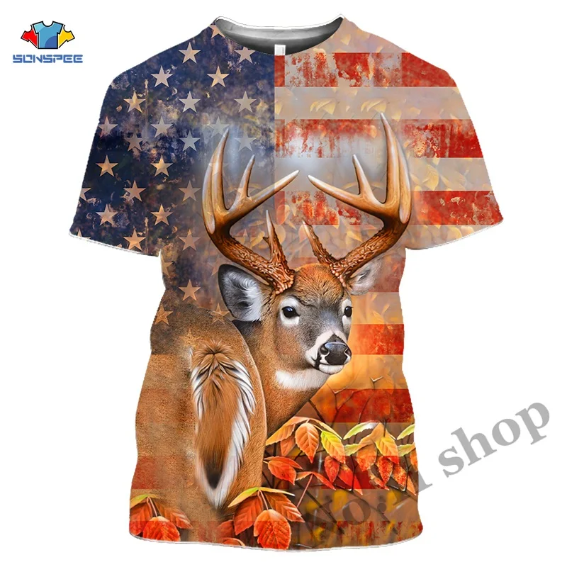 Animal Deer Anime 3D Print Camo T Shirts Elk Hunter Men's Clothes Women Funny Hunting T-shirt Harajuku Tops Homme Short sleeve (12)