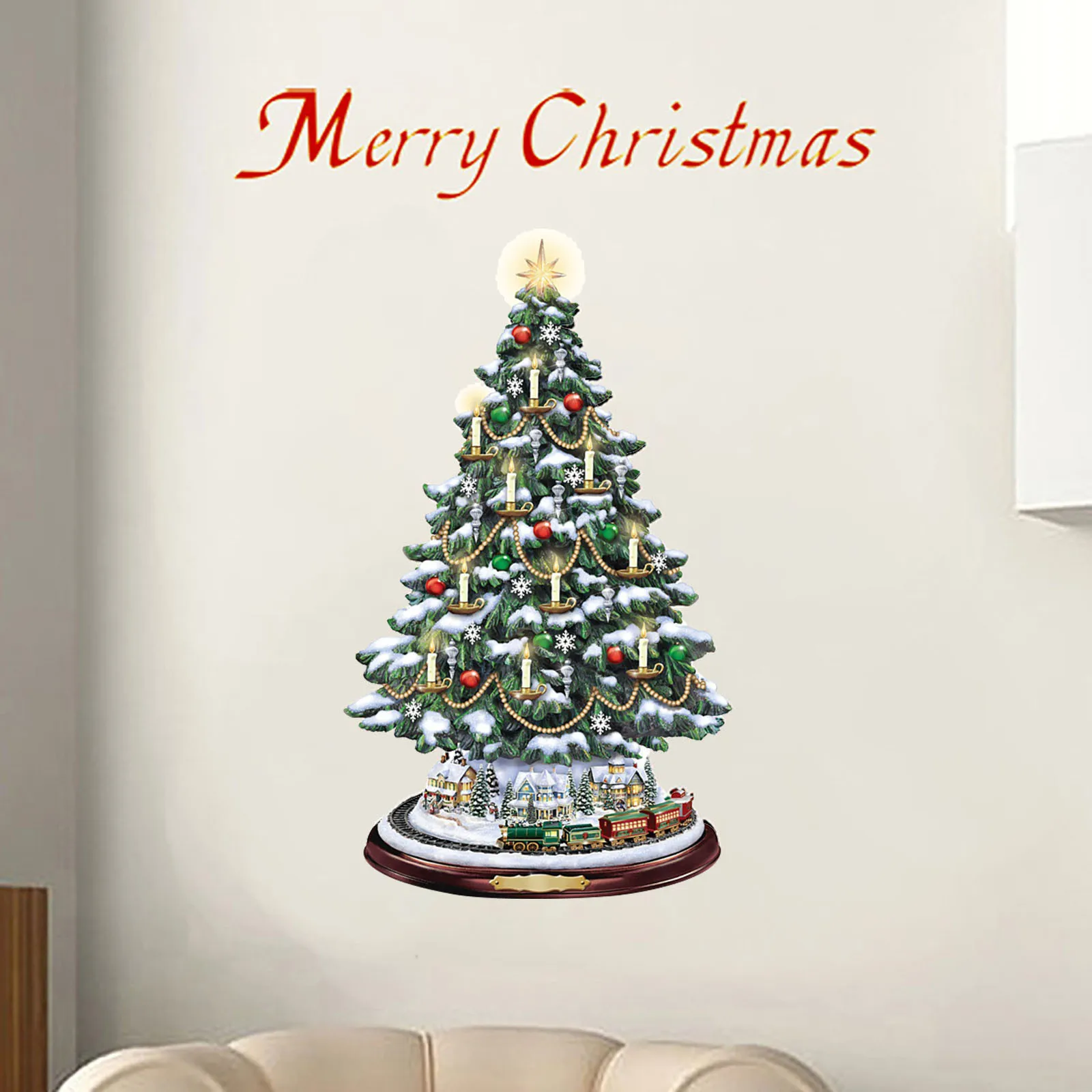 

Wall Sticker Sofa Background Decoration Christmas Tree Rotating Sculpture Train Decorations Paste Window Paste Stickers #Y5