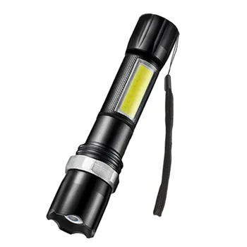 

LED Aluminum Alloy Power Torch Zoom Long-Range Mini USB Rechargeable Flashlight Cob Work Light