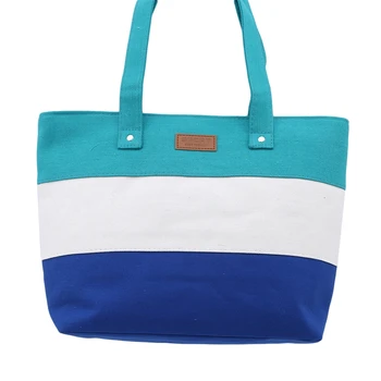 

Summer Canvas Shopper Bag Striped Rainbow Prints Beach Bags Tote Women Ladies Girls Shoulder bag Casual Shopping Handbag