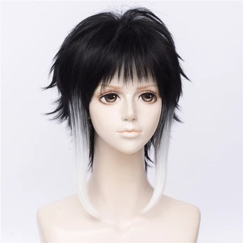 

VICWIG Cosplay Wig Black Gradient White Short Synthetic Wig Halloween for Men/women