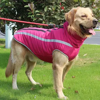 

Waterproof Pet Dog Coat Winter Warm Dog Jacket Vest Reflective Outdoor Sports Clothes For Large Size Dogs with Harness Hole