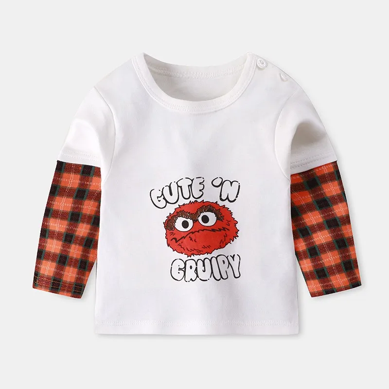 Kids Baby Girls Boys Long Sleeve Tops Cotton Round Neck Tee Shirt Toddler Spring And Autumn Clothes