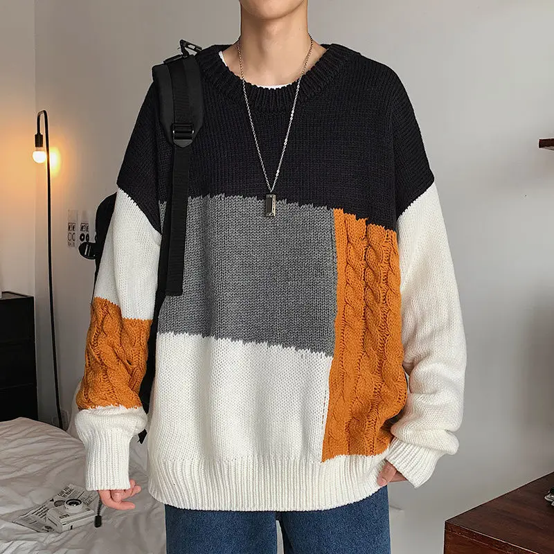 

Winter Thick Sweater Men's Warm Fashion Retro Casual Knitted Pullover Men Wild Loose Korean Knitting Sweaters Mens Clothes M-2XL