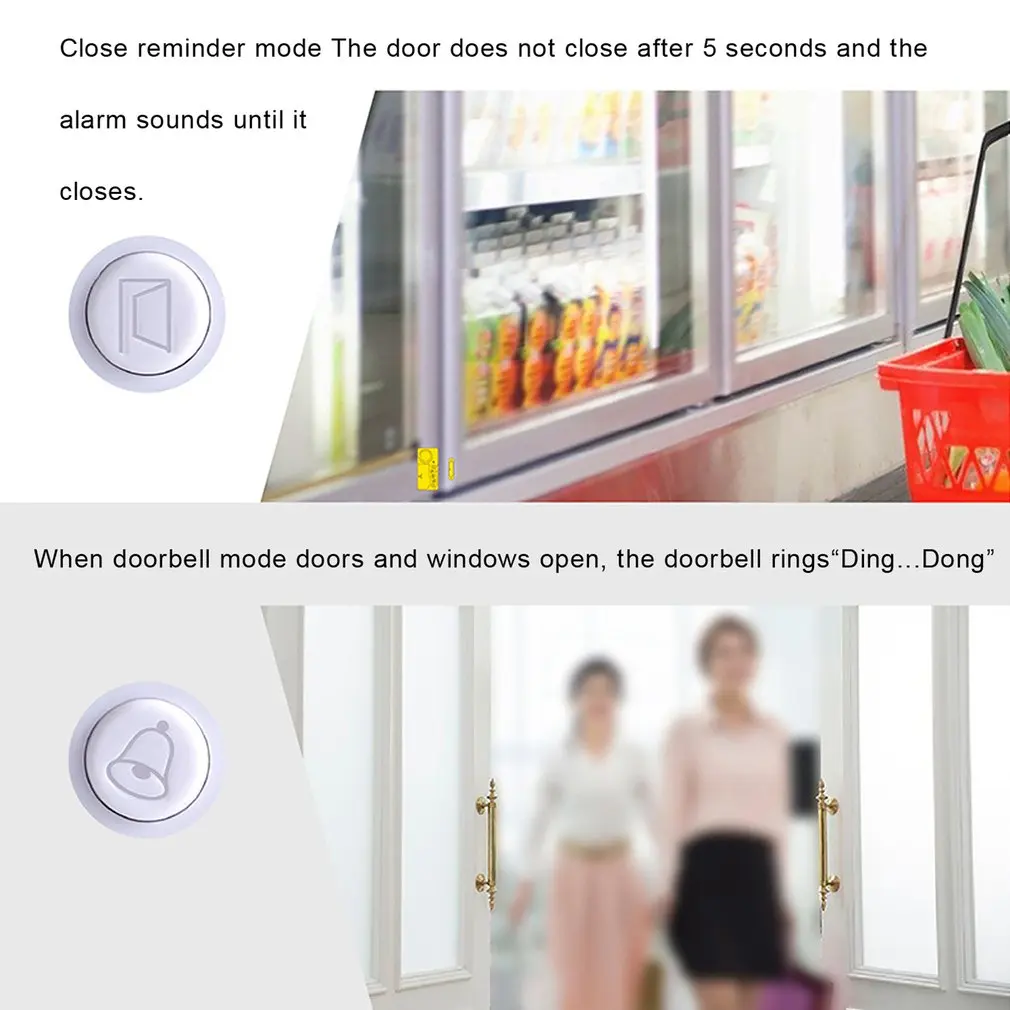 Simple Door Magnetic Burglar Alarm Doorbell Alarm Four-In-One Function Door Magnetic Small Doorbell Alarm