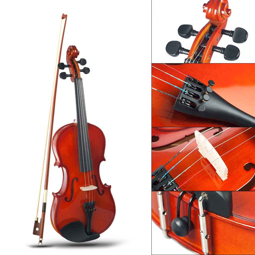 

Wood 1/2 Acoustic Violin Varnished Fiddle With Storage Case for 8 - 9 Years Old Kids Beginner