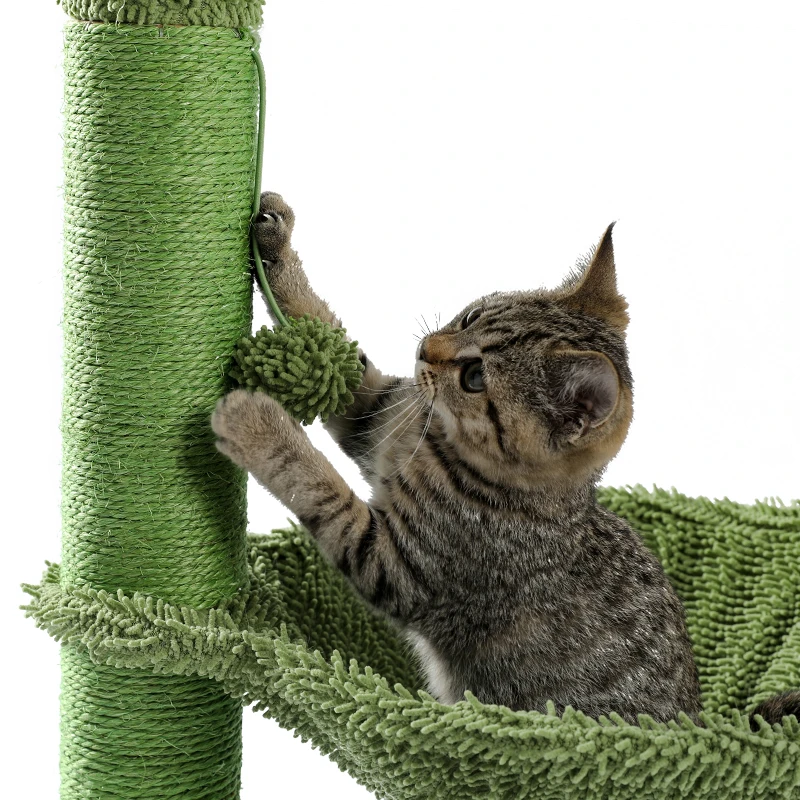 diy cactus cat tree casas hummock totalmente envolto arranhando post escalada de madeira torre para gato jumping brinquedo pet móveis protetor