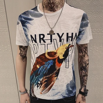 

Letter Print Slim Fit Short Sleeves T Shirt Men Social Poleras Hombre 2020 Camisa Homens Night Club Outfits Mode Man Kledin