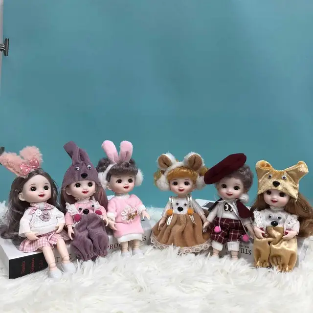 Mini Cute Doll Princess British Style Handmade Movable Joints Girl Baby 3D Big Eyes Beautiful DIY Toy Doll With Clothes Dress 3