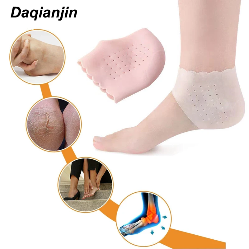 2Pcs Moisturizing Gel Heel Thin Socks Silicone Feet Care Socks with Hole Cracked Foot Skin Care Protectors Foot Care Tool