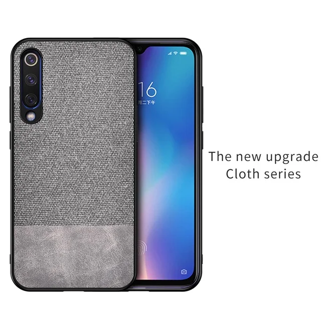 Роскошный тканевый тряпичный чехол для Xiaomi CC9e CC 9 Чехол Мягкий ТПУ чехол жесткий PC кожаный чехол для Xiaomi miCC9 CC 9e Fundas Shell - Цвет: Grey