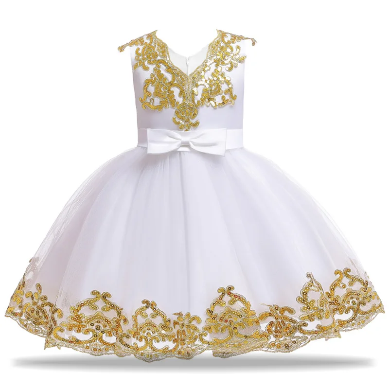 Детские рождественские платья для девочек, платье костюм принцессы «Моана» нарядное платье для девочек детское свадебное платье Vestido 4, 6, 7, 8, 9, 10 лет - Цвет: White