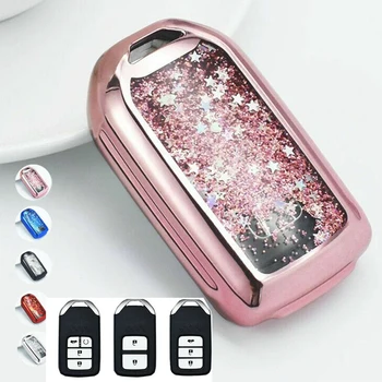 

New Shiny Flowing Star Sand TPU Car Key Fob Cover Case For Honda Civic CR-V Accord