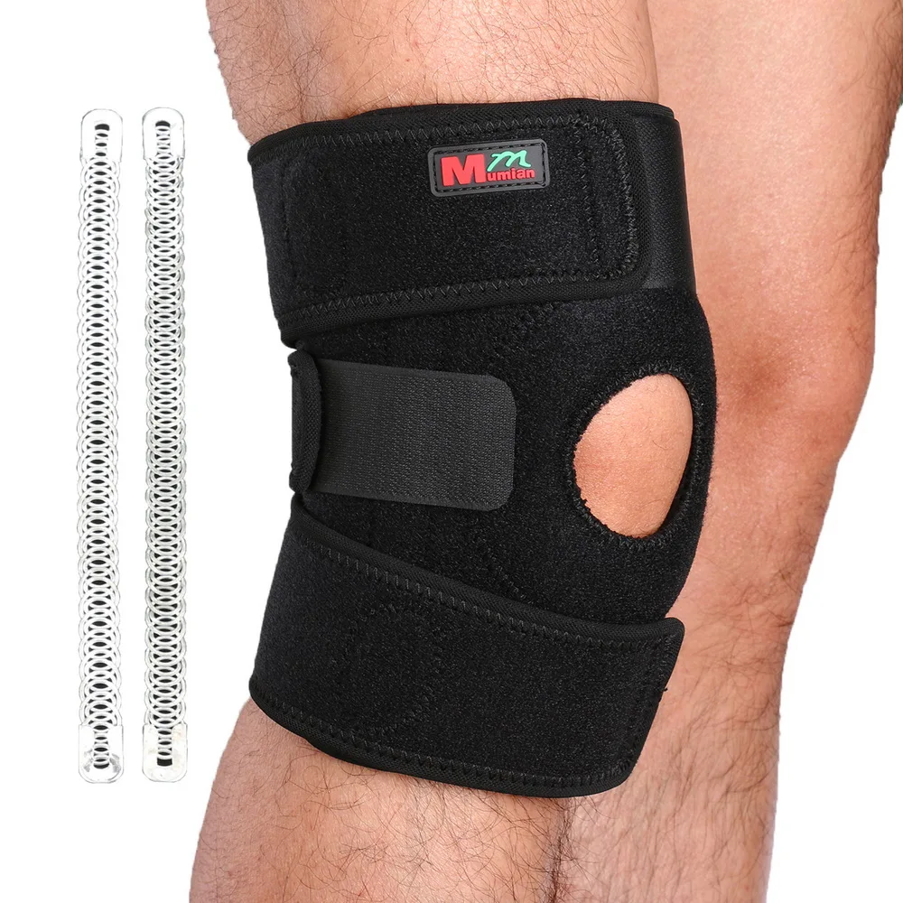 Adjustable Knee Brace Support Arthritis Sports Exercise Meniscus Tear Patella Guard 2 Spring Bars One Size Black | Спорт и