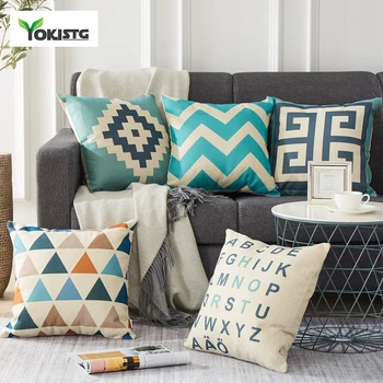 

YokiSTG Geometric Decorative Throw Pillow Case Linen Cotton Cushion Cover Creative Decoration For Home Sofa Car Covers 45X45cm