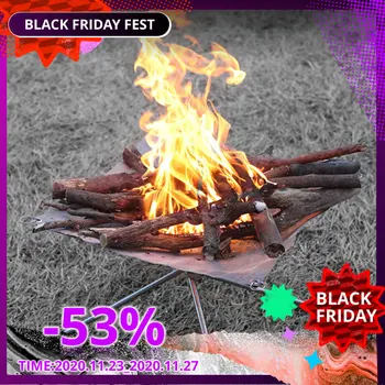 

Outdoor Portable Fire Rack Folding Table Grill Stainless Steel Point Charcoal Stove Super Light Grid Heating Wood Stove Camping