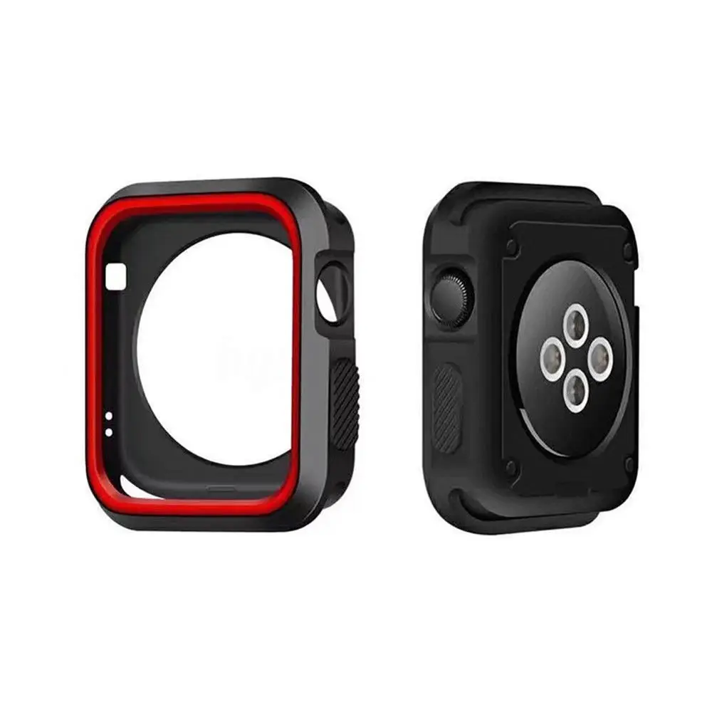 Чехол для часов для Apple Watch Series 4 44 мм 40 мм корпус для наручных часов iWatch 1/2/3, 42 мм, 38 мм, версия часы аксессуары мягкая защитная оболочка из силикона - Цвет: Black red