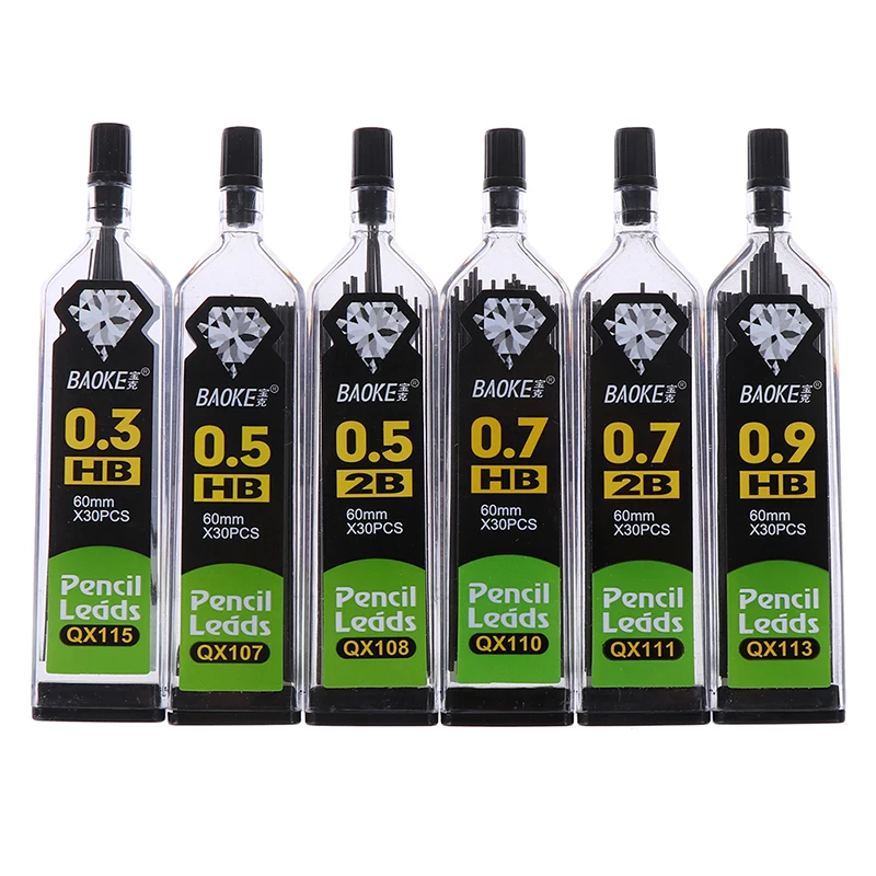 6Boxes /180pcs HB 2B Automatic Pencil Holder Leads Thick Grade Handy Refills