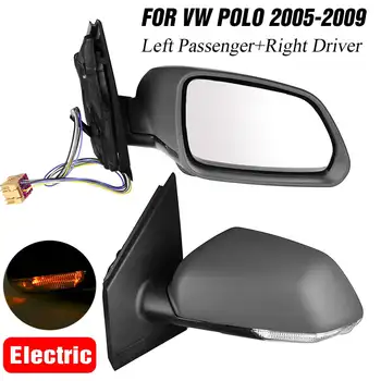 

Left Right Door Electric Wing Mirror Glass with Turn Signal Indicator Light For VW For Volkswagen Polo 2005 2006 2007 2008 2009