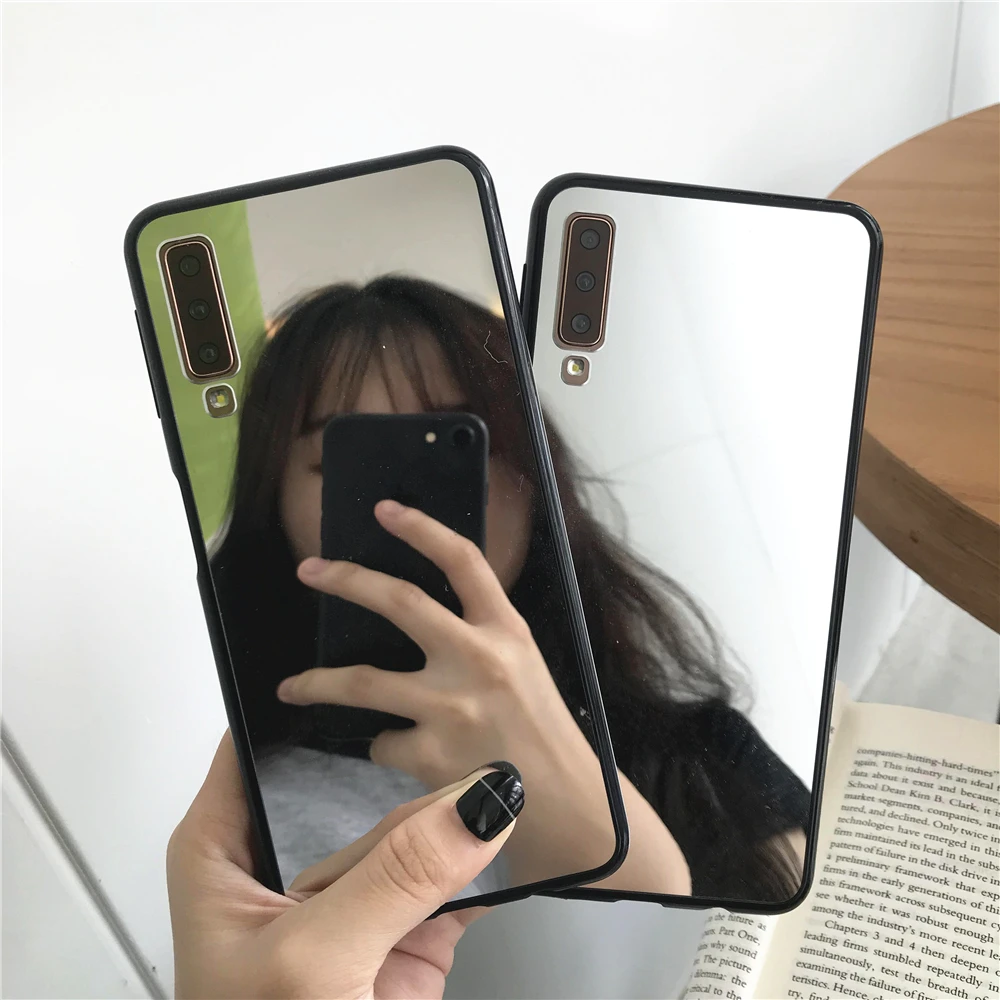 Black Bumper Mirror Plating Case For Samsung Galaxy A7 2018 Cover Silicone TPU Soft for J3 J5 J7 2016 J2 J4 J6 Prime |