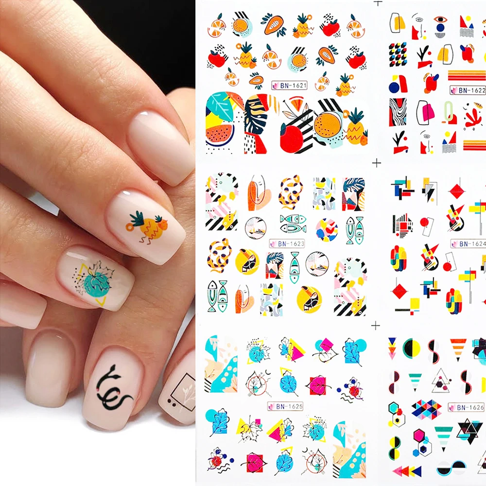 12pcs Summer Pattern Nail Sticker Decals Water Transfer Art - AliExpress