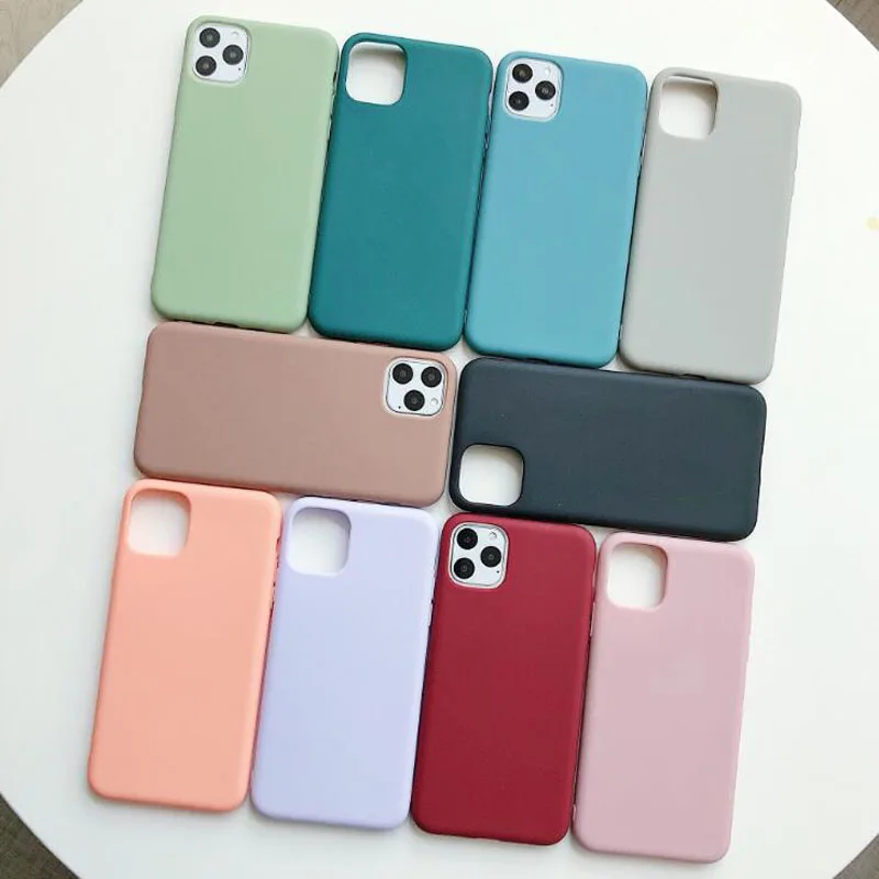 

For iPhone 11 Pro Max X XS Max XR Case Macaron Plain For iPhone 8 7 6 6s Plus Phone Case Soft TPU Back Cover Anti-fall Funda