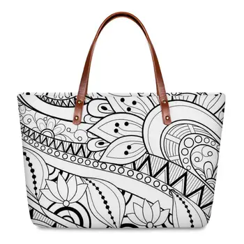 

Luxury Design Women Handbags Custom mode Traditional Ethnic Tribes Pattern PU Leather Shoulder Bags Shopping Tote Bag