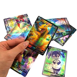 Cartes Pokemon brillantes TAKARA TOMY, étiquette de jeu équipe VMAX GX V MAX, Collection Carte de combat, Carte commerciale, jouets cadeaux pour enfants, 60 – 300 pièces 