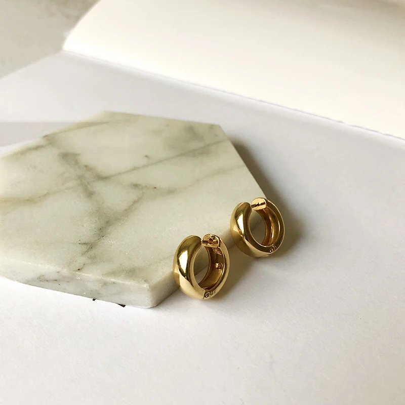 Peri'sBox Золото Серебро Цвет полированное широкое кольцо серьги круг геометрические серьги для женщин минималистичные серьги новые ювелирные изделия