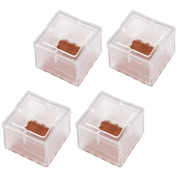 

32Pcs Chair Leg Floor Protectors Chair Leg Caps Square Silicone Table Chair Feet Protectors 1 1/8 to 1 3/8 inch with Felt Pads C