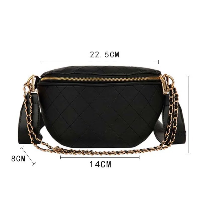 2020 сумка на талию с цепочкой женские кожаные сумки пояс Женская нагрудная молнии