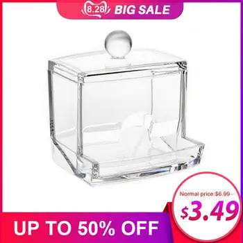 

Crystal Acrylic Cotton Swabs Storage Box Desktop Storage Boxes Transparent For Cosmetics Sample Lipstick Cotton Pads