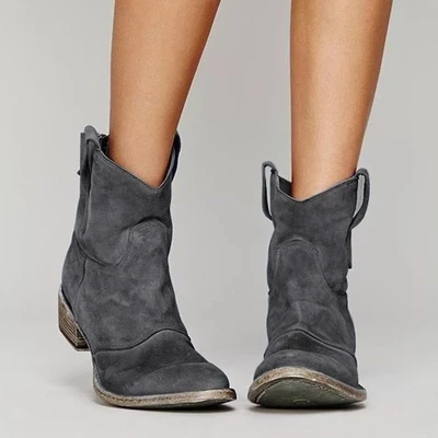 

Women Zebra Pattern Ankle Boots Winter Imitation Suede Square Heel Pointed Toe Solid Color Botas Mujer Female Ankle Slip-on Boot