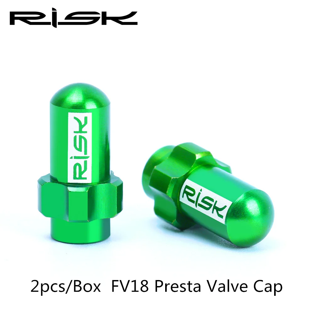 Presta Valve Green RISK 2 шт MTB/дорожный клапан велосипедного колеса, алюминиевые колпачки для горного велосипеда, клапаны для шин, шток шин, колпачки воздушного клапана, герметичная Автомобильная бухта - Цвет: Presta Valve Green