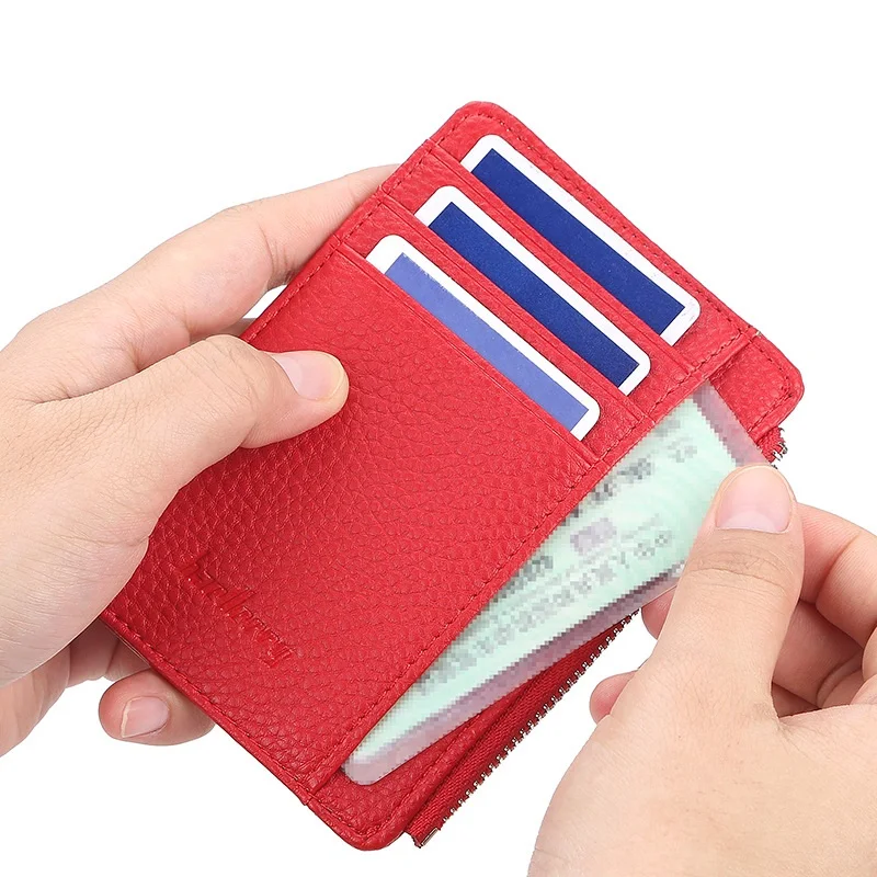 

Fashion Men/Women Mini ID Card Holders Business Credit Card Holder PU Leather Slim Bank Card Case Organizer Wallet Zipper
