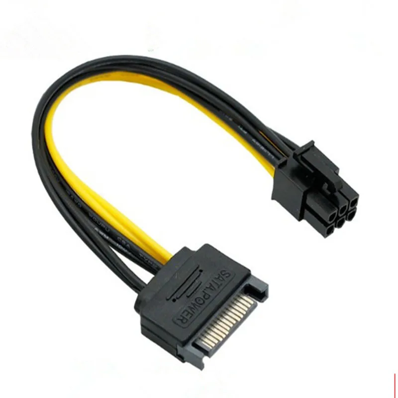 Черный 15 Pin SATA адаптер питания для 6 PCI Express Riser Card кабель | Электроника