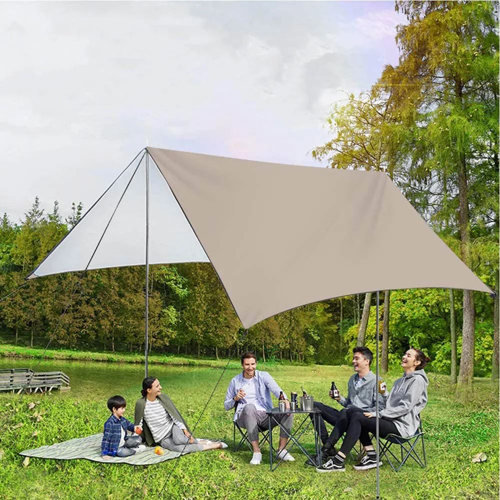 3*3m Tent Tarp Rain Sun Shade Hammock Shelter Waterproof Camping Picnic Pad Mat 