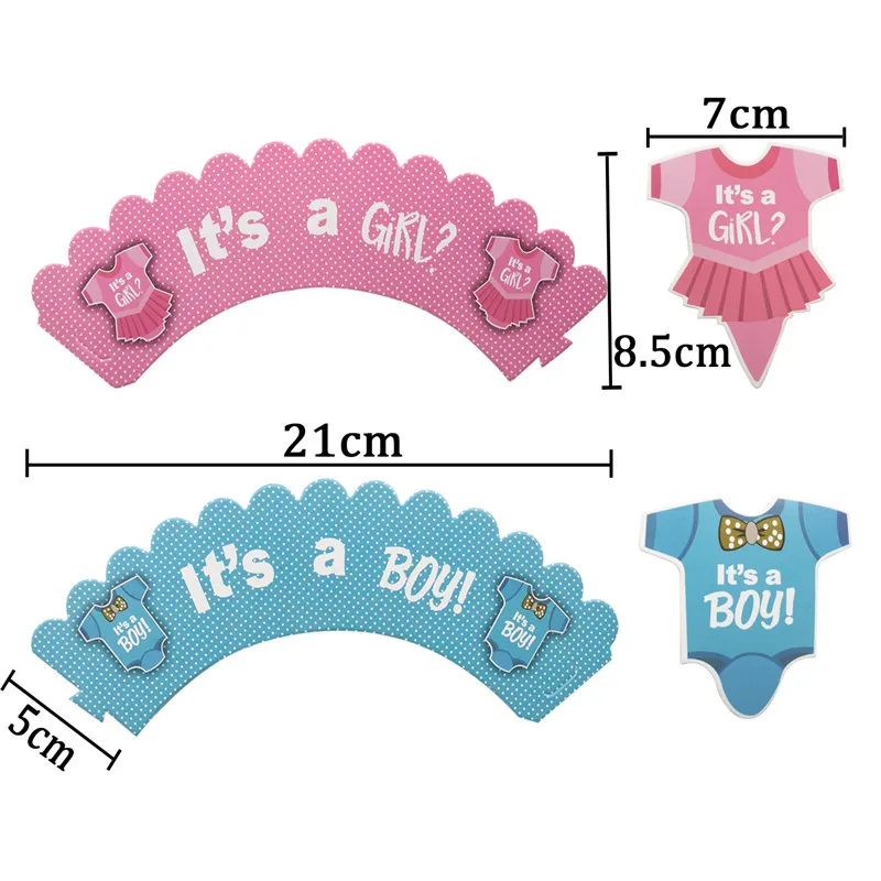 12 компл. It's a Girl it's a Boy С Днем Рождения пол раскрывают вечерние топперы для кексов обертки для украшения душа для малышей