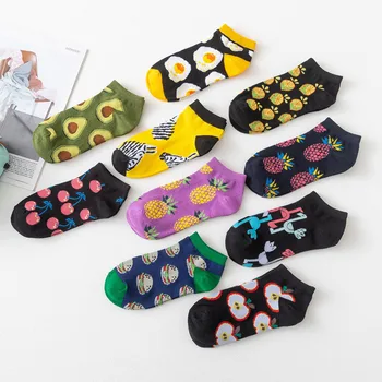 

Women Standard Sock Cherry Ladies Pineapple Socks Colorful Woman Ankle Kawaii Cotton Sox Female Spring Classic Chaussette Homme