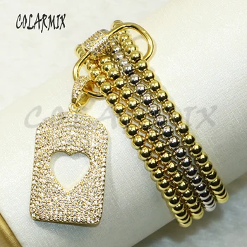 

3pcs rectangle charm 4 strands bracelets heart beaded bracelet beaded bracelets jewelry accessories gift for women 50417