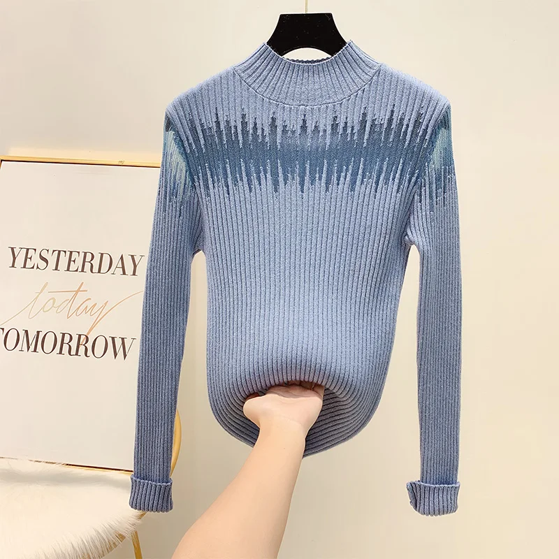 Sweater Women Sweater Long Sleeve Turtle-Neck Stretch Sweater Sweter Sexy Mesh Sweaters Womens  Nancylim