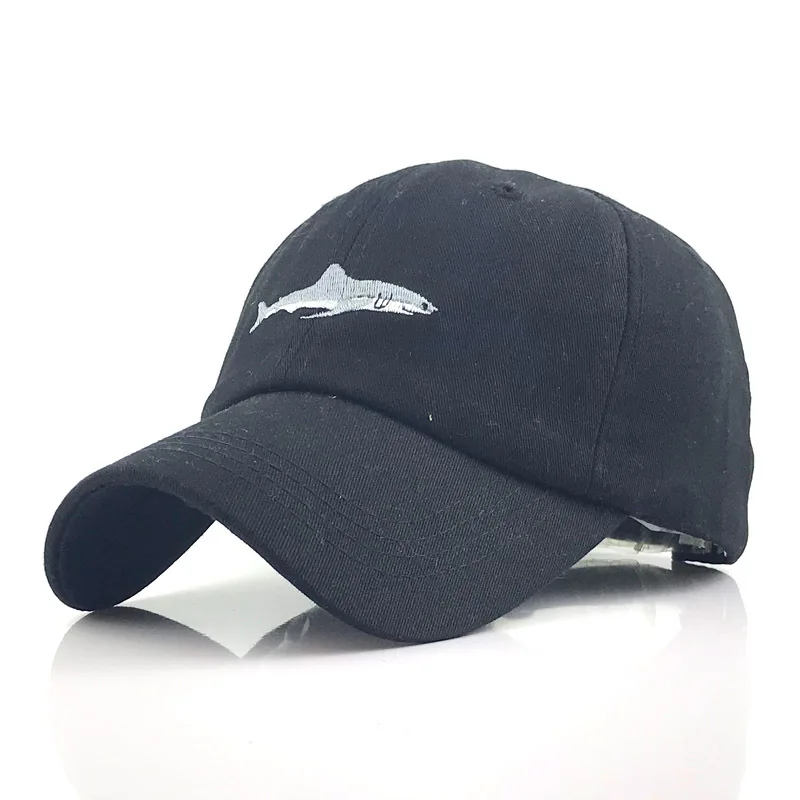 

Cartoon Shark Embroidered Baseball Cap Spring Summer Solid Color Washed Leisure Cotton Baseball Hat Adjustable Men Outdoor Caps
