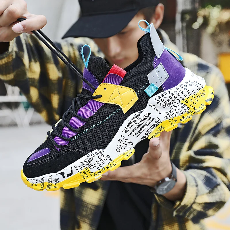 Sneakers Men Sports-Shoes Mesh Chunky New-Fashion Comfortable Trends Male Gym