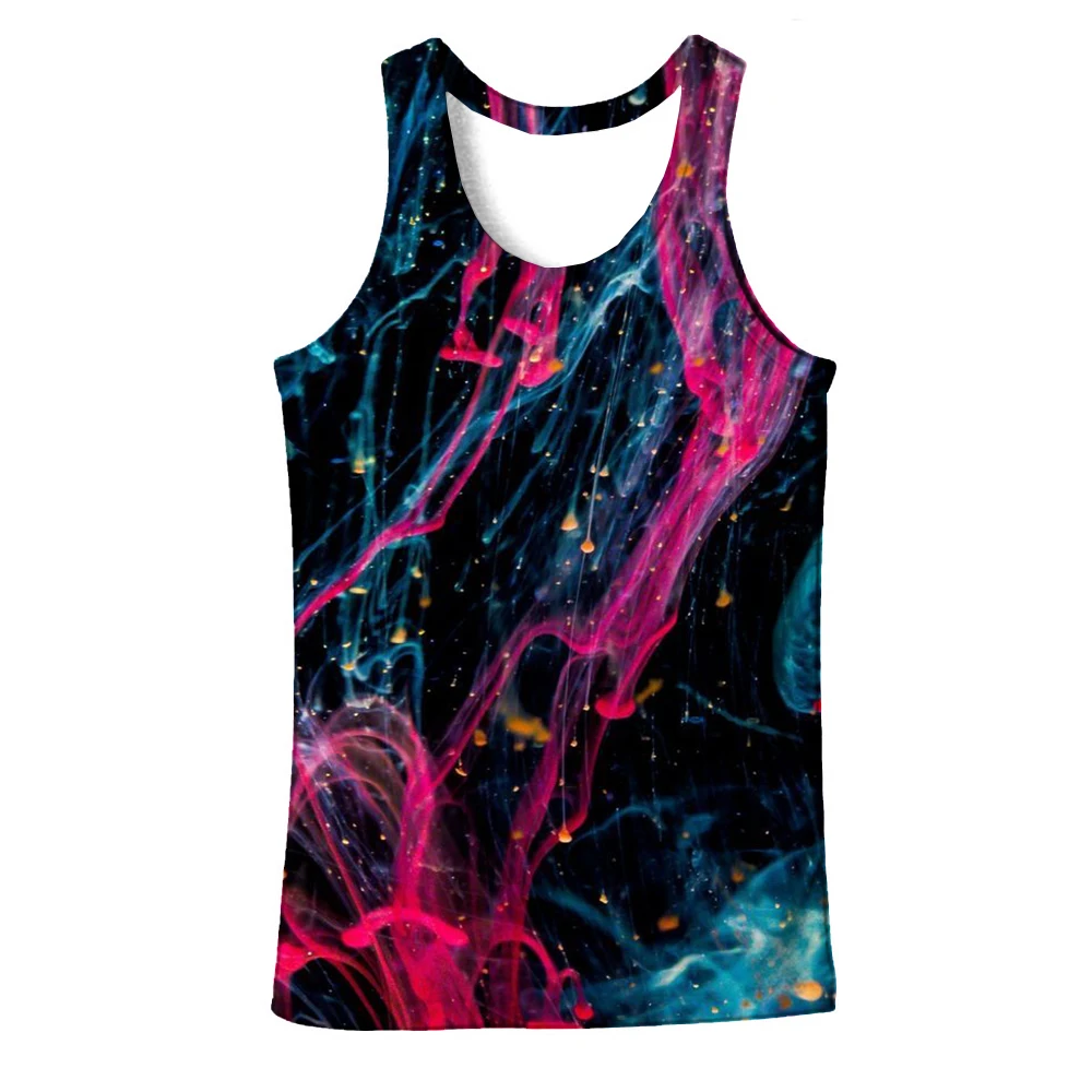 

UNEY Stripe Tank Tops For Men Summer Pigment Graphic US Size 3D Sleeveless Psychedelic Vest Sports Gym Tops 2020 New