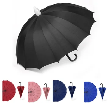 

16K Long Handle Straight Umbrella with Car Bag Waterproof Cover For Men Woman Black SMN88